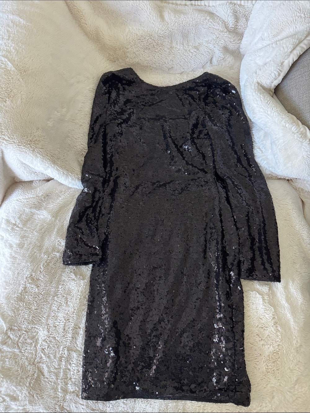 Fashion Nova Black Sequin Long Sleeve Mini Dress